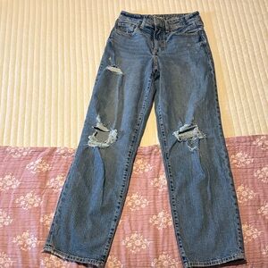 Old Navy Blue Distressed Straight Leg Jeans